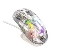 A.JAZZ Souris de jeu sans fil entièrement transparente, trimode 2,4 GHz/Bluetooth/souris filaire, affichage numérique, base de charge, rétroéclairage RVB 3D, souris silencieuse avec 7 boutons, souris