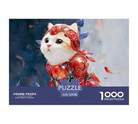 A Kitty in Red Crystal Armor Suit 1000 Pièces Carton Premium Lot de Puzzles Iron Kitten Stimulant Et Éducatif Jeu Créatif Puzzles As Birthday Gifts 52x38cm/1000pcs
