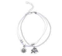 à la Cheville Multi-Couche Charme de Cheville avec Un Pendentif de Soleil d'éléphant pour Femmes Bijoux de Pied d'été de la chaîne de Plage aux Pieds Nus