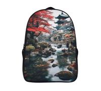 à la durable étudiant cartable 2 compartiment pour ado et adultes jardin 3d imprimé sacs à dos architecture japonaise ancienne garçon fille sac à dos de loisirs-16,pour l'école les voyages affaires