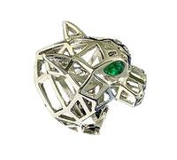 À La Mode Creux Léopard Animal Doigt Anneau Yeux Verts Creux Panthère Têtes Index Doigt Anneau Pour Hommes Femmes Fête Bijoux,argent,9