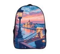 à la mode et durable sac à dos de grande capacité rivière du coucher de soleil sacs d'école 2 compartiment pont imprimé en 3d sacs à dos-16,12 ans et plus pour l'école les voyages les affaires