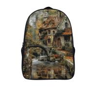 à la mode et durable sac à dos grande automne pour ado et adultes décontracté livre sac pont de la cabane sacs dos imprimé 3d 2 compartiment-16,pour l'école les voyages les affaires