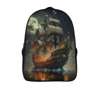 à la mode et durable sacs à dos clair de lune sac d'école voyage 2 compartiment vaisseau fantôme sacs dos imprimé 3d-16,12 ans et plus pour les voyages les affaires