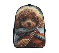 à la mode et durable sacs à dos scolaires jouer du violon pour adolescent et adulte décontracté livre sac 2 compartiment caniche 3d imprimé sacs d'école-16,pour l'école les voyages les affaires
