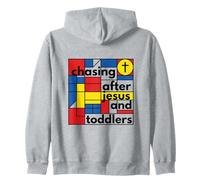 À la Poursuite de Jésus et des Tout-Petits, Art Moderne chrétien Amusant Sweat à Capuche