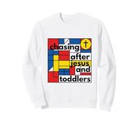 À la Poursuite de Jésus et des Tout-Petits, Art Moderne chrétien Amusant Sweatshirt