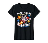 À la première année et au-delà de la première journée d'école de l'astronaute T-Shirt Graphique avec Valeur, Femme, Noir, XS