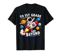 À la première année et au-delà de la première journée d'école de l'astronaute T-Shirt Graphique avec Valeur, Homme, Noir, XL