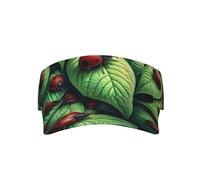 A Ladybug Full of Life On A Leaf Print Adult Sunscreen Visor Cap Sun Hat Sports Visor Hat Empty Top Baseball Cap for Men Women Unisex Black