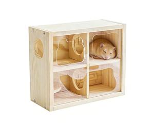 A Lancé Hamster Home Habitat - Cabane En Bois Multi-chambres, Maison Compacte Pour Petits Animaux, Structure De Jeu Enrichissante Avec Construction Stable | Pour Souris, Chinchillas, Bouclés, Arramp