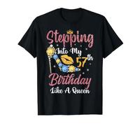 À l'approche de Mon 57e Anniversaire comme Une Reine Heureuse avec Moi T-Shirt Graphique avec Valeur, Homme, Noir, L