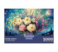 A Large Gold Vase 1000 Pièces Carton Extra-épais Lot de Puzzles Blooming Flowers Anti-Stress Jeu Familial Puzzles As Birthday Gifts 38x26cm/1000pcs