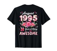 À l'arrière 31 Ans août 1995 Floral 31e Anniversaire T-Shirt