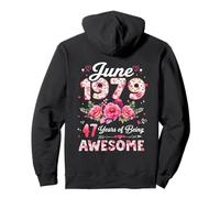 À l'arrière 47 Ans Juin 1979 Floral 47e Anniversaire Sweat à Capuche