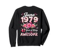 À l'arrière 47 Ans Juin 1979 Floral 47e Anniversaire Sweatshirt