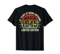(À l'arrière) Mars Birthday Est 1945 Édition limitée 81e T-Shirt