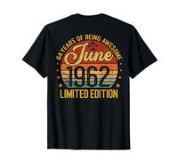 (À l'arrière) Rétro Vintage Juin 1962 64-Year-Old 64th Birthday T-Shirt