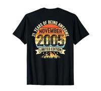 (À l'arrière) Vintage 21 Anniversaire Décorations Hommes 21 Ans 2005 21ème T-Shirt