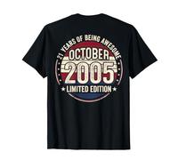(À l'arrière) Vintage 21 Anniversaire Décorations Hommes 21 Ans 2005 21ème T-Shirt
