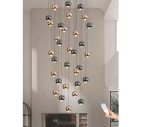 à LED plafonniers en Cristal, Grands lustres pour Hauts plafonds, entrée, luminaire Moderne, Villas escaliers (Noir doré, 32 lumières)