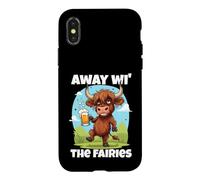 À l'extérieur, gagnez Les fées de l'argot écossais Drunk Highland Cow Coque pour iPhone X/XS