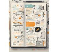 a lined notebook in the style of 2025 with printed educational icons