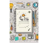 a lined notebook in the style of 2025 with printed educational icons
