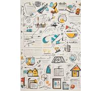 a lined notebook in the style of 2025 with printed educational icons