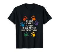 À l'intérieur de chaque enfant se trouve une empreinte colorée de main d'artiste T-Shirt