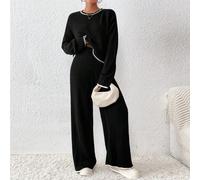 À Liseré Contrastant Épaule tombante Pull & Ample En Tricot Pantalon L,M,S,XL,XS,XXLUnicoloreLaine peignée