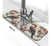 A Little Bird is Standing Face to Face On The Branch - Tapis de robinet anti-éclaboussures pour robinet de cuisine, poignée de robinet - Plateau récupérateur d'égouttement pour salle de bain (38,1 x