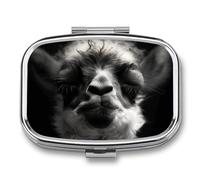 A Little Camel Pilulier portable à 2 compartiments avec miroir pour sac à main, voyage, mini organiseur de médicaments en métal pour vitamines, huile de poisson