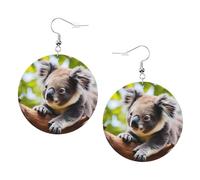A little koala Print Leather Earrings for Women - Dangle Hoop Earrings Perfect for Costume Party and Girls Accessories, taille unique, Cuir