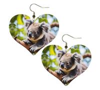 A little koala Prints Boucles d'oreilles élégantes en forme de cœur légères pour femme Accessoires parfaits pour les fêtes et la Saint-Valentin.