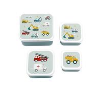 A LITTLE LOVELY COMPANY Lot de 4 boîtes à lunch fantaisie véhicules