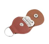 A Little Porte-clés - en forme de cœur double face avec cordon en cuir, souvenir en acier inoxydable gravé | souvenir d'amitié pour hommes femmes cadeau accessoire charmant sentime, marron