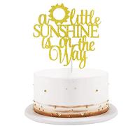 A Little Sunshine Is On The Way,Décoration de gâteau dorée à paillettes,Vous êtes mon soleil,Décoration pour fête prénatale,Pour thème soleil,Révéler l'affichage de grossesse,Fête d'anniversaire