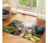 A Lively Little Tapis d'alimentation pour chien et chat - En cuir absorbant - Imperméable - Ne tache pas - Séchage rapide - Antidérapant - 60 x 40 cm