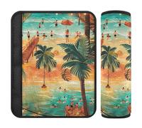 A Lively Summer Night Beach Lot de 2 housses de sangle de siège de voiture, protège votre cou et vos épaules, housse rembourrée pour ceinture de sécurité pour camion