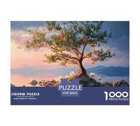 A Lone Tree Stands on an Island 1000 Pièces Carton Premium Coffret De Puzzles Glowing Lone Tree Anti-Stress Défi Unique Puzzles As Birthday Gifts 38x26cm/1000pcs