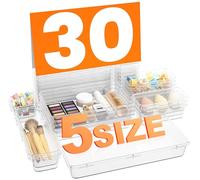 A-LuGei 30 pièces Organisateur de tiroirs avec 5 tailles, organisateur de coiffeuse, tiroir de maquillage, système d'organisation de tiroirs pouvant être utilisé pour les, les salles de bains