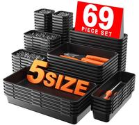 A-LuGei【69 Pièces【5 TAILLES】 Organisateur de Tiroirs, Servante d'Atelier, Caisse à Outil Complète, Séparateur Tiroirs pour Rangement Garage, Boîte à Outils, Atelier, Caisse Rangement, Salle de Bain