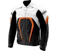 A&M Express Blouson de moto blindé coupe-vent en cuir rembourré pour toutes les saisons, blanc/noir, XL