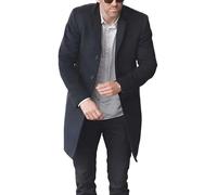 A&M Express Reynolds Hitman Bodyguard Manteau en laine noire - Manteau classique à col à revers pour homme, Noir , L
