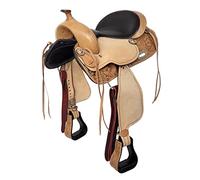 A&M Reitsport Arikara Selle western sans arbre en cuir de buffle, tête interchangeable, taille : 16 pouces