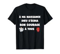 à ma Naissance Dieu cria Bon Courage mi Ange mi Demon Humour T-Shirt Graphique avec Valeur