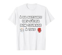 à ma Naissance Dieu cria Bonne Courage mi Ange mi Demon T-Shirt Graphique avec Valeur, Homme, Blanc, M