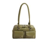 À Main Rétro Coréen À Double Poche Pour Femmes À Bandoulière Simple Couleur Unie Sous Les Bras En Cuir PU À Main À Fermeture Éclair PU Leather Underarm