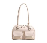 À Main Rétro Coréen À Double Poche Pour Femmes À Bandoulière Simple Couleur Unie Sous Les Bras En Cuir PU À Main À Fermeture Éclair PU Leather Underarm